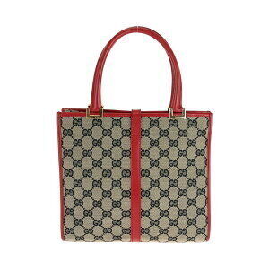 Gucci Jackie tote handbag gray red GG bag canvas